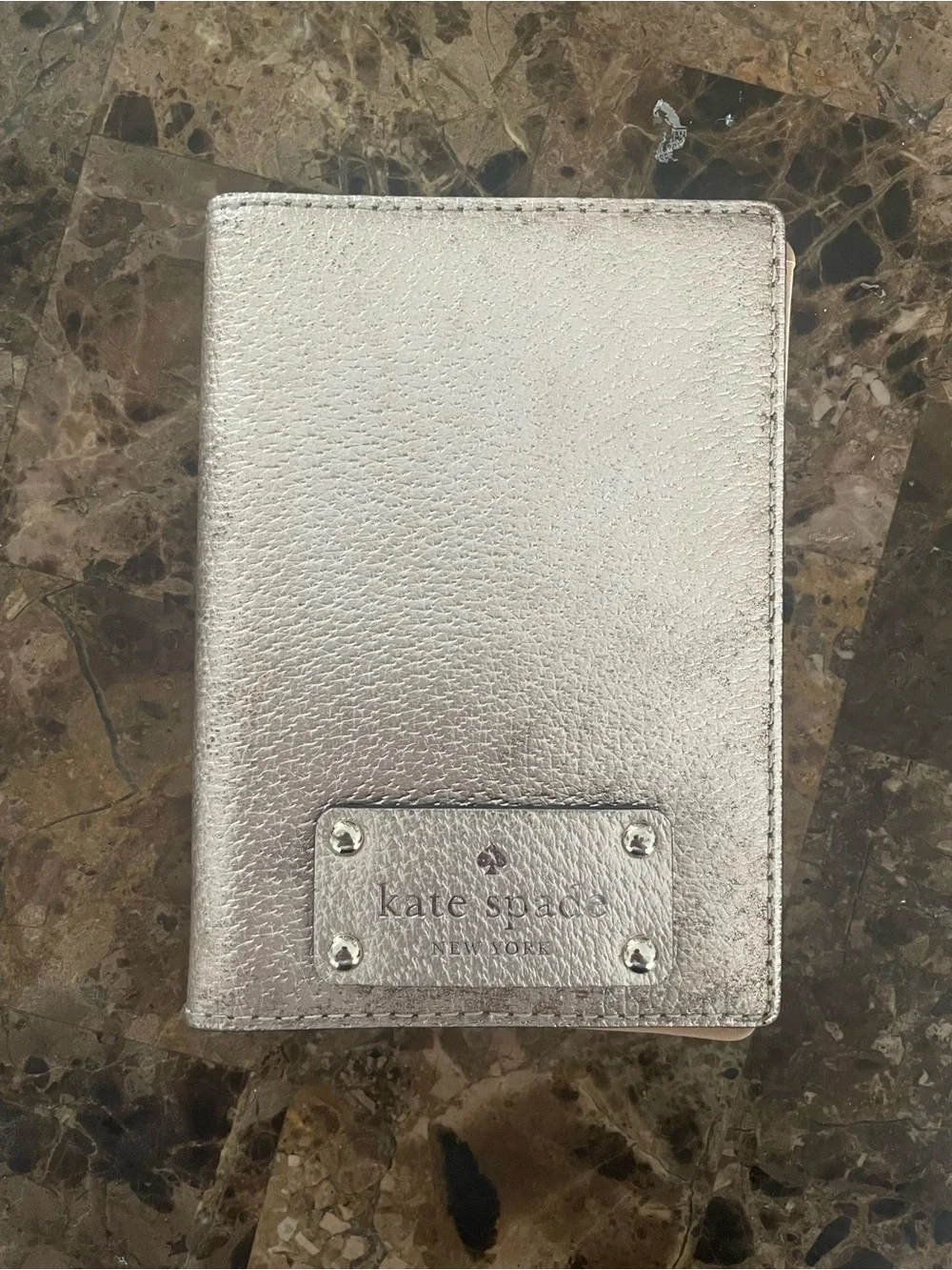 kate spade New York Silver Metallic Passport Cover Holder